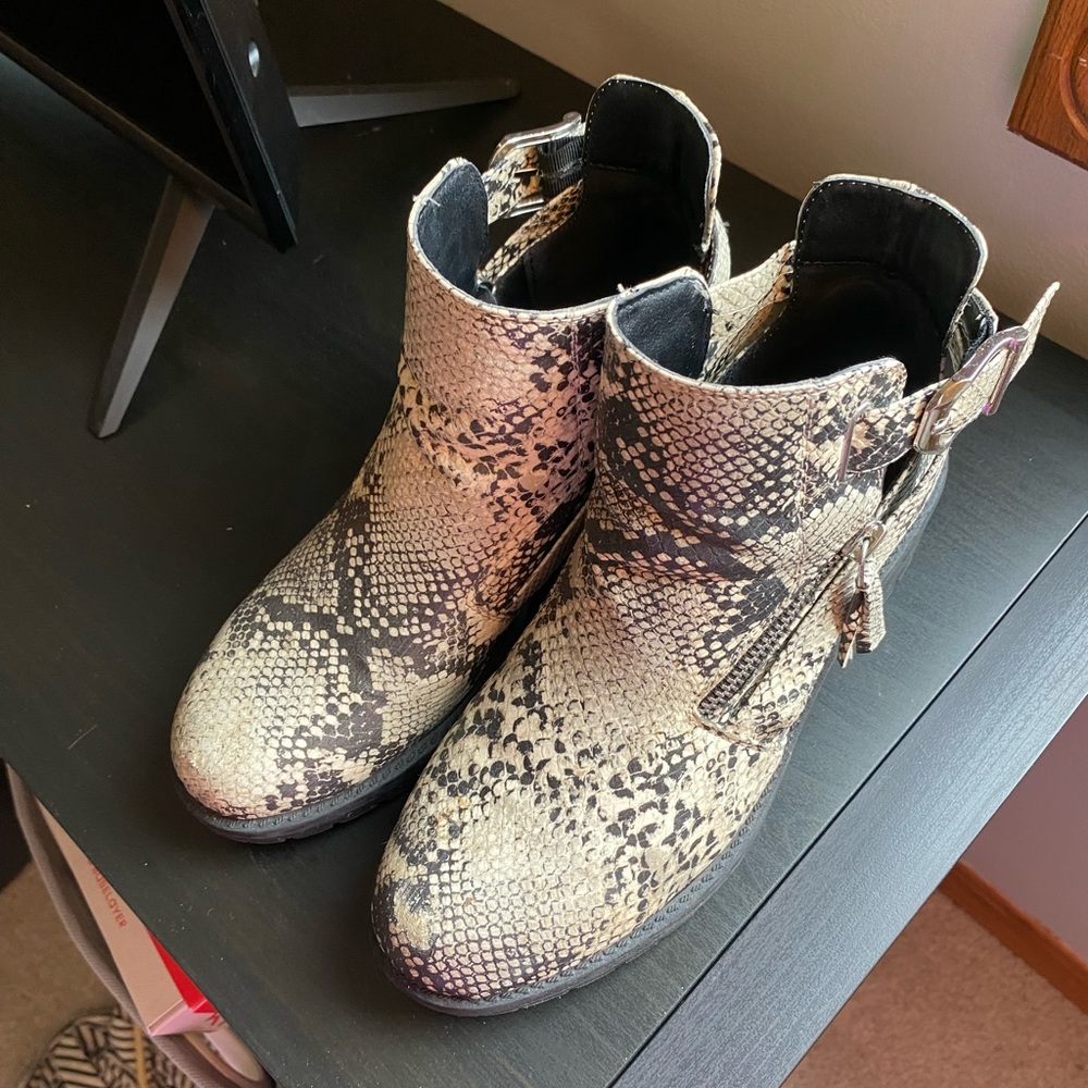 Qupid Snake Booties With Zipper On Side - image 1